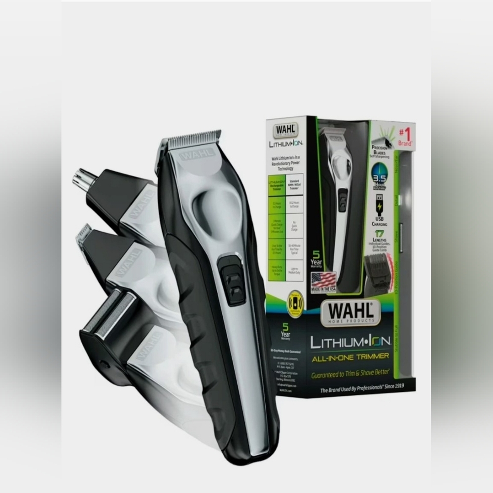 WAHL Rechargeable Cordless All-In-One Lithium-Ion Trimmer - Black & Silver - Picture 2 of 8